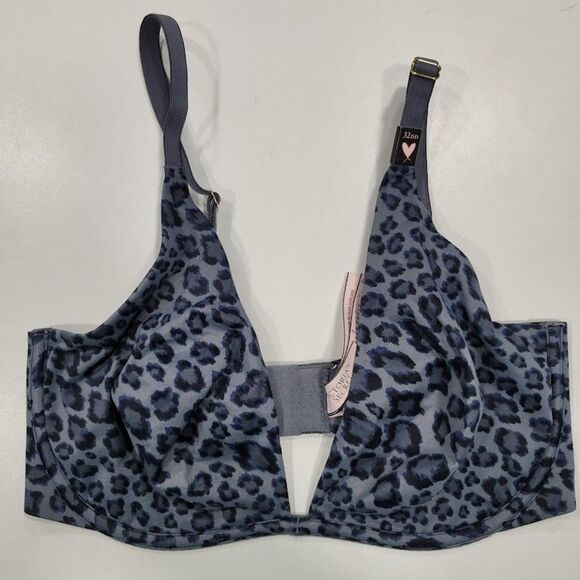 Incredible By Victoria's Secret Unlined Plunge Bra Black Leopard 32DD - Picture 7 of 10